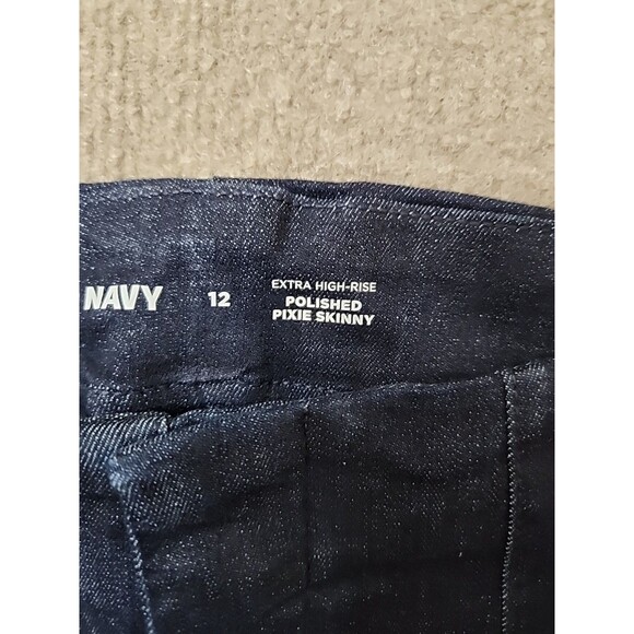 Old Navy Polished Pixie Skinny Ankle Jeans Womens 12 Blue Dark Wash Stretch NEW - Picture 9 of 11